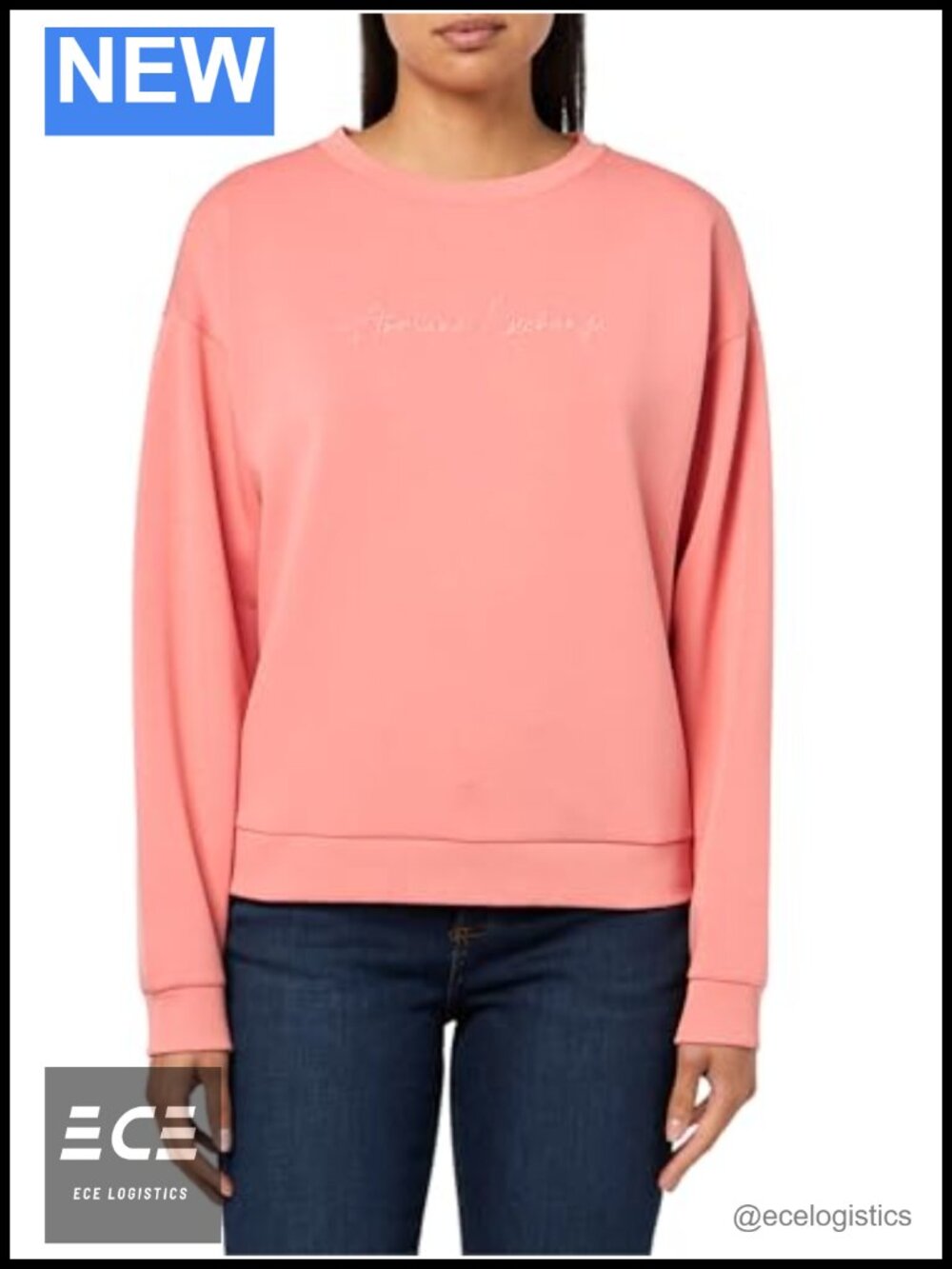 Armani Exchange Signature Logo Crewneck Pullover Sweater
